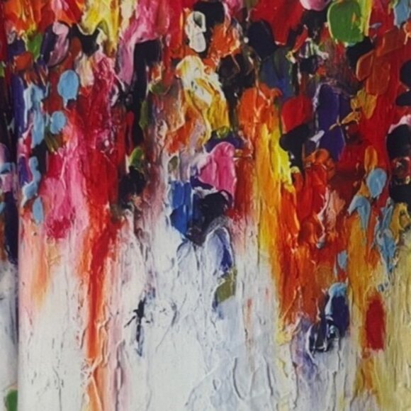 JustFashionNow Short Sleeve Shirt Womens Large Multicolor New Abstract Print - Picture 5 of 10